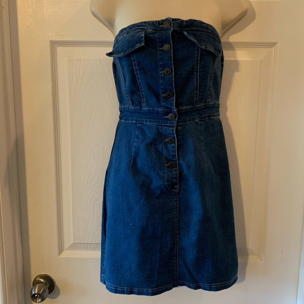 Mebon Strapless Mini Jean Dress